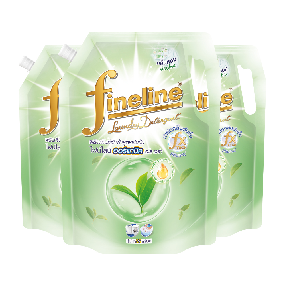 Fineline ซักผ้าสูตรเข้มข้น ออร์แกนิค อโล เวร่า ปริมาณ 1,250 มล. (3 ถุง) ไฟน์ไลน์ ผลิตภัณฑ์ซักผ้า Image